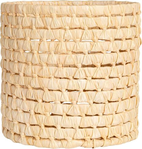 Household Essentials Round Full Corn Leaf Basket, Natural in Kuwait