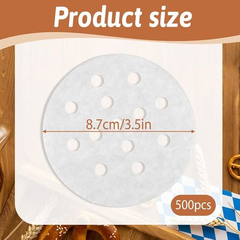 500 PCS Small Bamboo Steamer Liners, Dumpling Steam Paper, Round Anti-Stick Steamer Paper, Disposable Food-Grade Non-stick Layer for Dumplings, Buns, Dim Sum(3.5 Inch White) in Kuwait