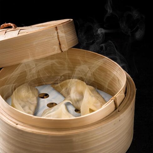 500 PCS Small Bamboo Steamer Liners, Dumpling Steam Paper, Round Anti-Stick Steamer Paper, Disposable Food-Grade Non-stick Layer for Dumplings, Buns, Dim Sum(3.5 Inch White) in Kuwait