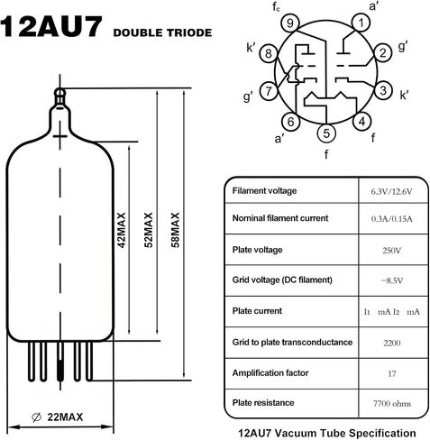 Aurora Series 12AU7/ECC82 Vacuum Tube, Matched Pair (2 Pack) in Kuwait