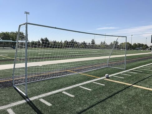 Pass PASS Premier 21 X 7 FT Youth تعديل FIFAEPL هدف كرة قدم فولاذي بقطر 2 بوصة إطار فولاذي مع شبكة متينة 4 مم ومشابك مطاطية وربطات قابلة لإعادة الاستخدام 21 × 7 قدم 1 صافي أبيض 1 صافي in Kuwait