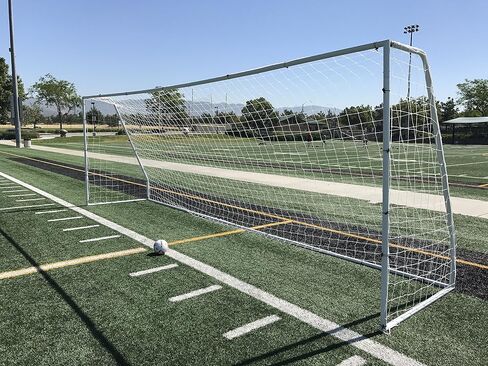 Pass PASS Premier 21 X 7 FT Youth تعديل FIFAEPL هدف كرة قدم فولاذي بقطر 2 بوصة إطار فولاذي مع شبكة متينة 4 مم ومشابك مطاطية وربطات قابلة لإعادة الاستخدام 21 × 7 قدم 1 صافي أبيض 1 صافي in Kuwait