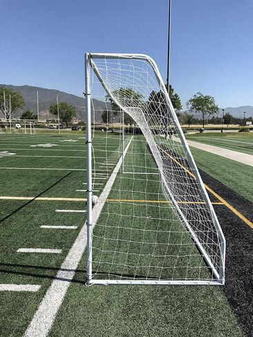 Pass PASS Premier 21 X 7 FT Youth تعديل FIFAEPL هدف كرة قدم فولاذي بقطر 2 بوصة إطار فولاذي مع شبكة متينة 4 مم ومشابك مطاطية وربطات قابلة لإعادة الاستخدام 21 × 7 قدم 1 صافي أبيض 1 صافي in Kuwait