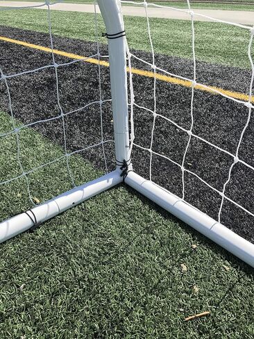 Pass PASS Premier 21 X 7 FT Youth تعديل FIFAEPL هدف كرة قدم فولاذي بقطر 2 بوصة إطار فولاذي مع شبكة متينة 4 مم ومشابك مطاطية وربطات قابلة لإعادة الاستخدام 21 × 7 قدم 1 صافي أبيض 1 صافي in Kuwait