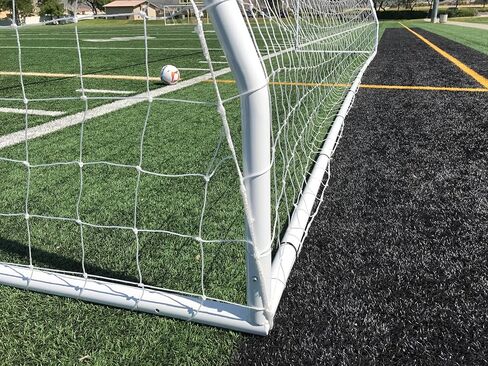 Pass PASS Premier 21 X 7 FT Youth تعديل FIFAEPL هدف كرة قدم فولاذي بقطر 2 بوصة إطار فولاذي مع شبكة متينة 4 مم ومشابك مطاطية وربطات قابلة لإعادة الاستخدام 21 × 7 قدم 1 صافي أبيض 1 صافي in Kuwait