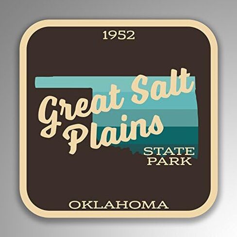 JMM Industries Great Salt Plains State Park Oklahoma ملصق من الفينيل بمظهر عتيق عتيق 2 عبوة 4 بوصات × 4 بوصات صفائح واقية من الأشعة فوق البنفسجية عالية الجودة SPS419 in Kuwait