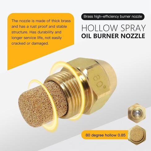 استبدال متوافق مع Delavan 00085-80A1 (8580A) .85 GPH 80 درجة النوع A فوهة موقد الزيت المخروطية المجوفة تحل محل فوهة الموقد الزيتية المتوافقة مع # 00085-80A1 - حزمة من 2 ترقية جديدة in Kuwait