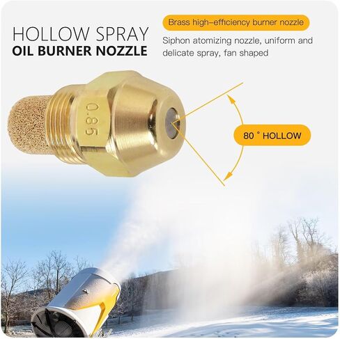 استبدال متوافق مع Delavan 00085-80A1 (8580A) .85 GPH 80 درجة النوع A فوهة موقد الزيت المخروطية المجوفة تحل محل فوهة الموقد الزيتية المتوافقة مع # 00085-80A1 - حزمة من 2 ترقية جديدة in Kuwait
