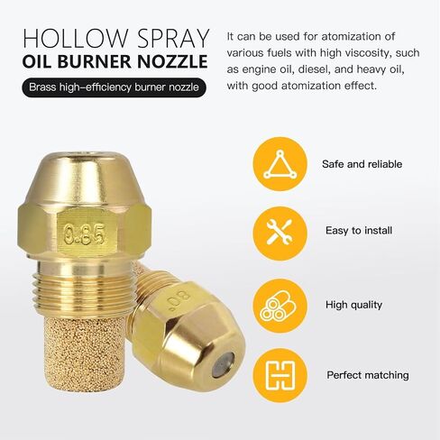 استبدال متوافق مع Delavan 00085-80A1 (8580A) .85 GPH 80 درجة النوع A فوهة موقد الزيت المخروطية المجوفة تحل محل فوهة الموقد الزيتية المتوافقة مع # 00085-80A1 - حزمة من 2 ترقية جديدة in Kuwait