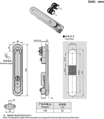 Zinc Alloy Network Chassis Cabinet Industrial Automation Equipment Rotary Lock 1Pcs in Kuwait