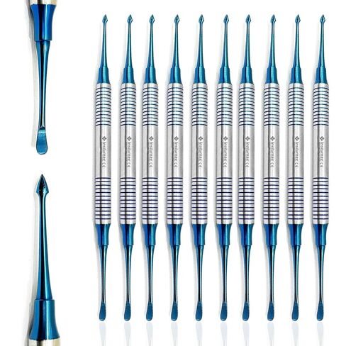 10-Pcs Dental Oral Surgical Buser Periosteal Elevator – Titanium Blue Coated Stainless Steel Soft Tissue Elevation Instrument in Kuwait
