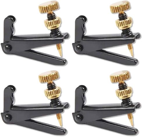 4Pcs Violin Fine Tuners – Precision String Adjusters for 3/4 4/4 Violin, Easy-to-Install Metal Tuner Set with Anti-Rust Screws, Complete Replacement for Acoustic Violin Accessories (Black) in Kuwait