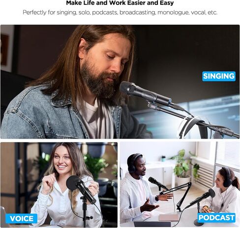 Xlr Usb Dynamic Microphone for Singing Recording, Metal Dynamic Studio Singing Recording Microphone with Mic Gain, Desktop Stand, Pop Filter, Headphone Jack, for PC, Audio Interface, Mixer, Mac in Kuwait