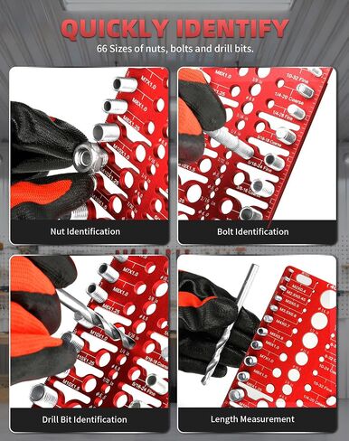 66 Thread Checker, VEXTHYX 22 standard/sae & 18 metric nut and bolt thread measuring tool with 26 drill bit gauges, wall-mountable bolt size identifier finder with Inch & CM ruler for Mechanics Repair in Saudi Arabia