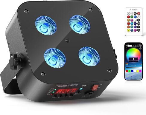 Mini Rechargeable Par Lights, 4 * 18W RGBWA UV 6 in 1 Battery Powered Upights, APP & Wireless DMX Control Stage Lights, Uplighting for Wedding Birthday Party Festival in Kuwait
