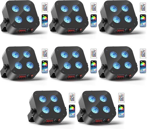 Mini Rechargeable Par Lights, 4 * 18W RGBWA UV 6 in 1 Battery Powered Upights, APP & Wireless DMX Control Stage Lights, Uplighting for Wedding Birthday Party Festival in Saudi Arabia