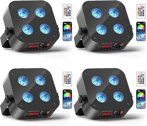 Mini Rechargeable Par Lights, 4 * 18W RGBWA UV 6 in 1 Battery Powered Upights, APP & Wireless DMX Control Stage Lights, Uplighting for Wedding Birthday Party Festival in Saudi Arabia