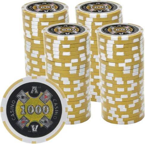 رقائق بوكر Ace Casino سعة 14 جرامًا (100 حزمة) مجموعة مركبة من الطين الثقيل - رقائق كازينو كبيرة مع فئات تكساس هولدم والبلاك جاك - ملحقات ألعاب الرهان in Kuwait