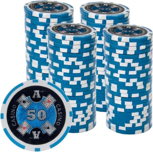 رقائق بوكر Ace Casino سعة 14 جرامًا (100 حزمة) مجموعة مركبة من الطين الثقيل - رقائق كازينو كبيرة مع فئات تكساس هولدم والبلاك جاك - ملحقات ألعاب الرهان in Kuwait