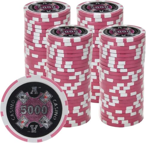 رقائق بوكر Ace Casino سعة 14 جرامًا (100 حزمة) مجموعة مركبة من الطين الثقيل - رقائق كازينو كبيرة مع فئات تكساس هولدم والبلاك جاك - ملحقات ألعاب الرهان in Kuwait