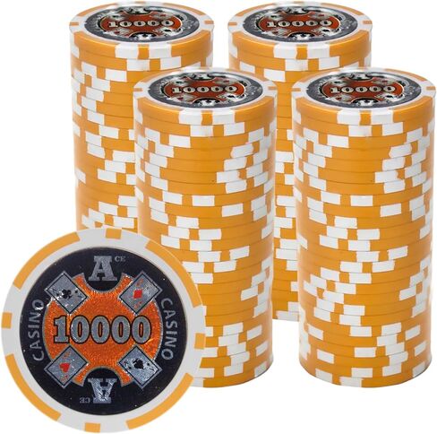 رقائق بوكر Ace Casino سعة 14 جرامًا (100 حزمة) مجموعة مركبة من الطين الثقيل - رقائق كازينو كبيرة مع فئات تكساس هولدم والبلاك جاك - ملحقات ألعاب الرهان in Kuwait