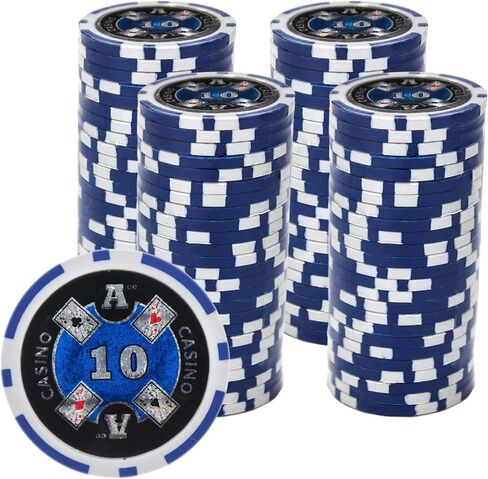 رقائق بوكر Ace Casino سعة 14 جرامًا (100 حزمة) مجموعة مركبة من الطين الثقيل - رقائق كازينو كبيرة مع فئات تكساس هولدم والبلاك جاك - ملحقات ألعاب الرهان in Kuwait