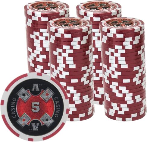 رقائق بوكر Ace Casino سعة 14 جرامًا (100 حزمة) مجموعة مركبة من الطين الثقيل - رقائق كازينو كبيرة مع فئات تكساس هولدم والبلاك جاك - ملحقات ألعاب الرهان in Kuwait