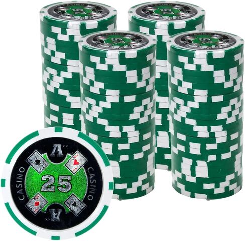 رقائق بوكر Ace Casino سعة 14 جرامًا (100 حزمة) مجموعة مركبة من الطين الثقيل - رقائق كازينو كبيرة مع فئات تكساس هولدم والبلاك جاك - ملحقات ألعاب الرهان in Kuwait