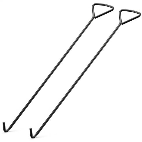QWORK Manhole Hook 2 Pack، 31 بوصة (80 سم) رافع غطاء فتحة على شكل حرف J مع رأس هزاز، خطاف رفع فولاذي متين للخدمة الشاقة لشبكات تصريف العواصف، وأغطية خزان الصرف الصحي in Kuwait