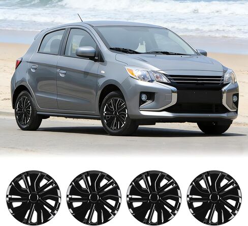 14 Inch Hubcaps Wheel Covers for 2014-2025 Mitsubishi Mirage, R14 Wheel Rims Covers Hub Caps Snap-on Car, PP Material, Set of 4, Silver Lacquer in Saudi Arabia