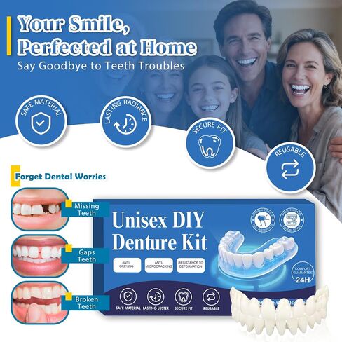 Smile Confidence Cosmetic Teeth Covers - Natural Look Snap-On Veneers for Men & Women, DIY Comfort Fit Upper & Lower Dental Aesthetic Set in Kuwait