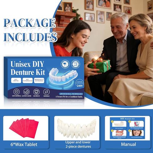 Smile Confidence Cosmetic Teeth Covers - Natural Look Snap-On Veneers for Men & Women, DIY Comfort Fit Upper & Lower Dental Aesthetic Set in Kuwait