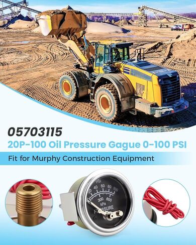 مقياس ضغط الزيت 100 رطل لكل بوصة مربعة 05703115 مناسب لمعدات البناء Murphy 20P-100 in Kuwait