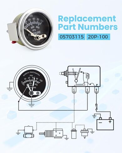 مقياس ضغط الزيت 100 رطل لكل بوصة مربعة 05703115 مناسب لمعدات البناء Murphy 20P-100 in Kuwait