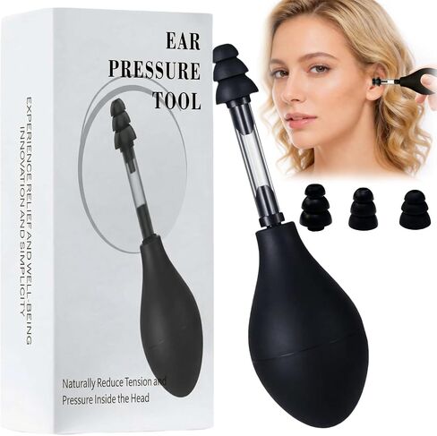 Ear Pressure Relief Device, Tinnitus Relief Device, Equipped with 3 Sizes of Earplugs, Relieves Tinnitus Caused by Airplanes and Reliever Tension by Balancing Inner Ear Pressure, Ideal for Flying in Kuwait