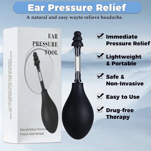 Ear Pressure Relief Device, Tinnitus Relief Device, Equipped with 3 Sizes of Earplugs, Relieves Tinnitus Caused by Airplanes and Reliever Tension by Balancing Inner Ear Pressure, Ideal for Flying in Kuwait