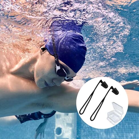 Reusable Silicone Swimming Ear Plugs with Anti-Loss Cord, Ear Plugs for Swimming Swim Shower Surfing Adult Prevent Water in Ear in Kuwait