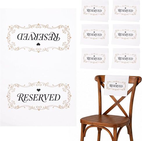 Reserved Seating Signs for Chairs Church Pew Reserved Chair Signs Placeholder with Printed Words for Weddings Parties Celebrations Receptions Church or Event (White, 6pcs) in Kuwait