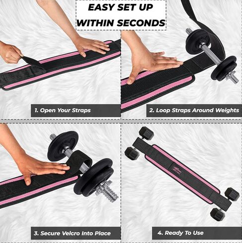 Hip Thrust Belt - Heavy duty, Comfortable, Adjustable Glute Trainer with Anti-Slip Pads. Ideal for Home Workouts with Dumbbells, Kettlebells, Plates. Extra Padding for Gym and Home Fitness hold up to 600 lbs - Baby Pink in Kuwait