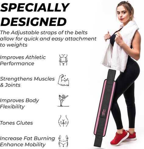 Hip Thrust Belt - Heavy duty, Comfortable, Adjustable Glute Trainer with Anti-Slip Pads. Ideal for Home Workouts with Dumbbells, Kettlebells, Plates. Extra Padding for Gym and Home Fitness hold up to 600 lbs - Baby Pink in Kuwait
