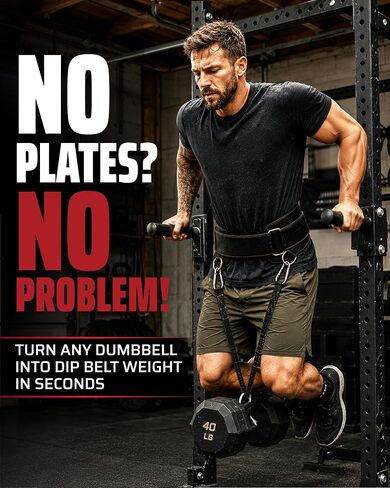 مجموعة THEFITGUY Ultimate Dip Belt وأشرطة الدمبل - لتحميل الألواح والدمبل والأثقال | ملاءمة آمنة، وزن أفقي، مصمم للانخفاضات الثقيلة والقرفصاء in Kuwait