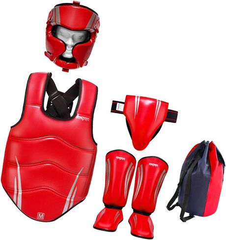PU Foam Padded Combat Sports Gear Full Set with Chest Protector Shin Guards for Boxing Kickboxing Sparring Gear Set in Saudi Arabia