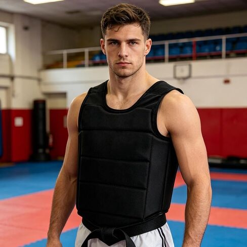 Karate Chest Guard Adjustable Kickboxing Upper Body Ribs Protectors for Adult Sparring Training Heavy Punching Boxing Chest Protector Adult in Kuwait