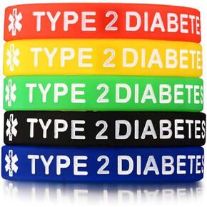 Alert Type 1/2 Diabetes Bracelet 5 Pieces Silicone Wristband Lightweight 7.5’’ Diameter Wearable Band for Kids Adult in Saudi Arabia
