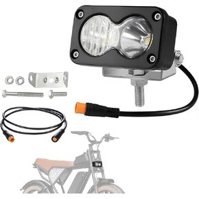 LED Headlight for Ridstar Q20 Ebike, 20W 6000K Super Bright Baja Style Light, Waterproof 3 Pin Plug & Play IP68 Headlamp with Mount Bracket, 2000LM High Beam for Night Riding Ebike, Motorcycle, ATV in Kuwait