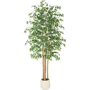 Tall Ficus Tree Artificial，8ft(96in) Realistic Texture Potted Faux Ficus Tree， Fake Trees Indoor Outdoor for Home Office Living Room Bedroom Foyer Porch Decor. in Kuwait