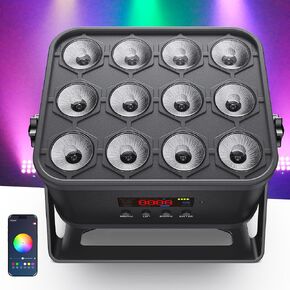 KeoBin 12x16W Rechargeable Par Lights, 8-Hr Battery Powered Uplights with DMX512/APP/Remote Control, RGBWA+UV Stage Lighting for DJ Shows, Party, Events in Saudi Arabia