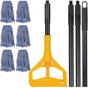 Commercial Heavy Duty Mop Heads Replacement for Rubbermaid with Long Handle - 6 Packs Industrial Wet Mop Head with Handle for Floor Cleaning - Commercial Products Looped End String Head Refills in Saudi Arabia