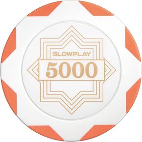 SLOWPLAY Nash Clay Poker Chips, 14g&40mm, for Texas Hold'em, 50 pcs | White Gold Edition; heavyweight clay composite; double-injection with iron core; Art-Deco style; stacks&shuffles cleanly in Saudi Arabia