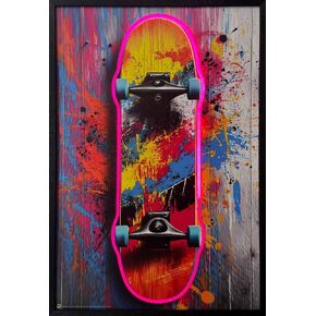 Skateboard Deck Framed LED Neon Light Canvas Print - 24" x 36" in Saudi Arabia